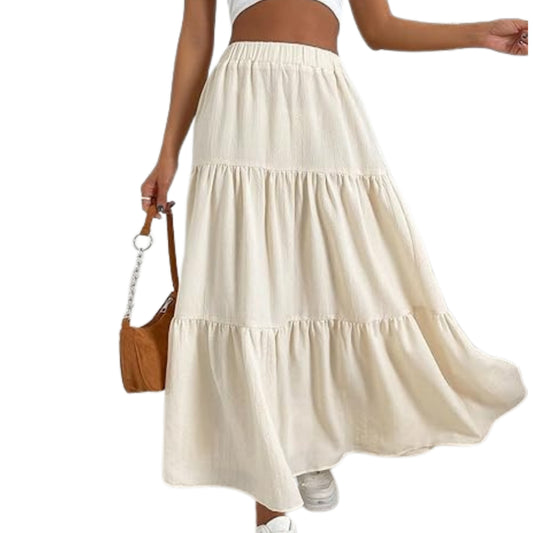 SHEIN - Trendy Skirt Solid Ruffle Hem High Waist Skirt