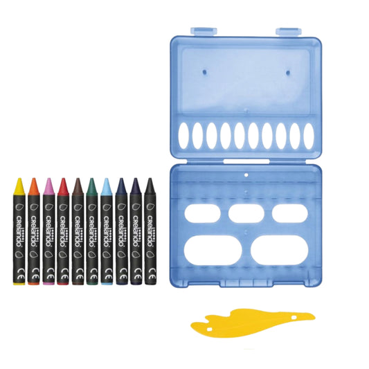 CRELANDO - Wax crayons with plastic scraper 10 pcs waterproof