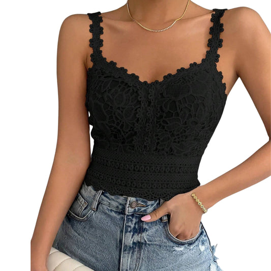 SHEIN -  LUNE Solid Perforated Embroidered Slim Fit Blouse