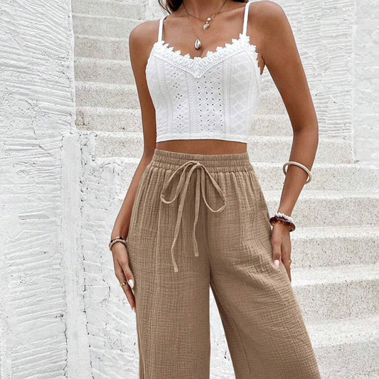 SHEIN -  Lace Trim Crop Cami Top