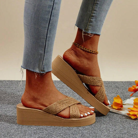 SHEIN - Braided Detail Wedge Slide Slipper