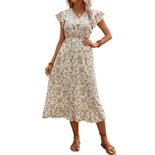 SHEIN - Floral Maxi Dress with Ruffle Skirt