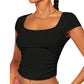 SHEIN - Cropped T-Shirt Square Neck
