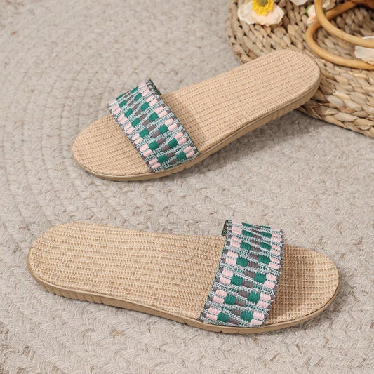 SHEIN -  Lace-Up Linen Slippers