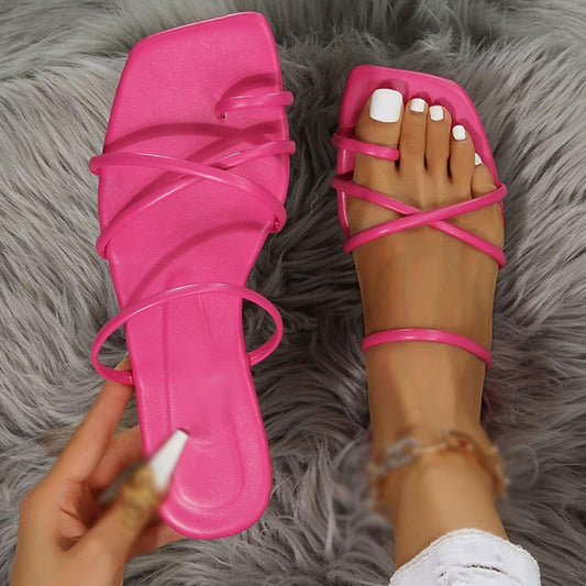 SHEIN - Square Head Flat Flip-flops Slipper