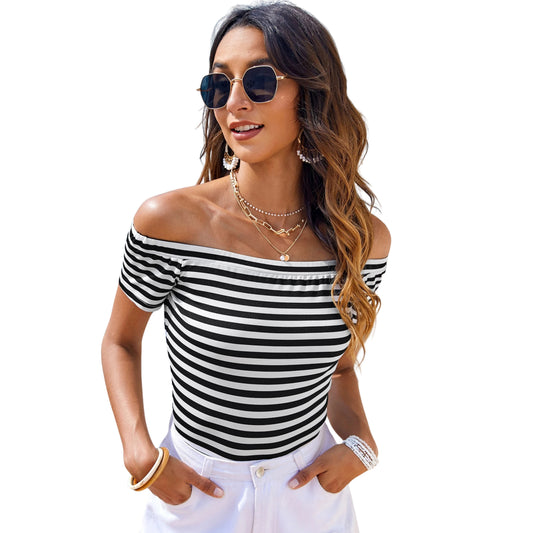 SHEIN - Off Shoulder Striped Top