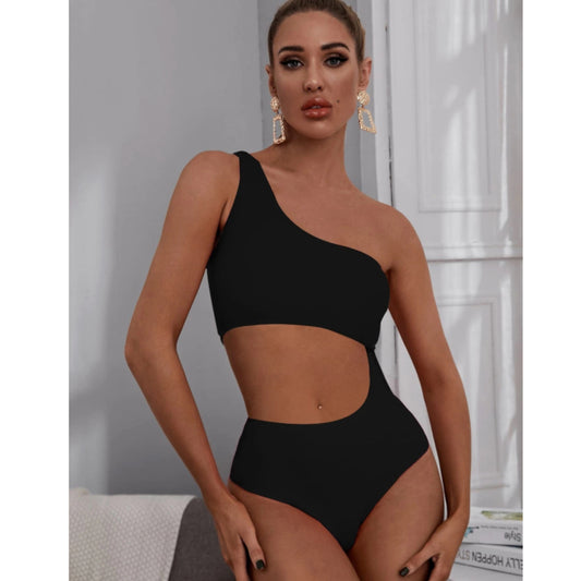 SHEIN - One Piece Cut Out Shoulder Swimsuit