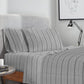 MACARON Sheet Sets Full / Grey MACARON - Printed Pattern Peached Cotton Percale Melange Sheet Set Minimal