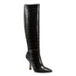 MARC FISHER Womens Shoes 41 / Black MARC FISHER - Animal Print Stiletto Zip-up Dress Boots