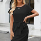 MEROKEETY Womens Dress M / Black MEROKEETY -  Casual Tie Waist with Pockets Dress