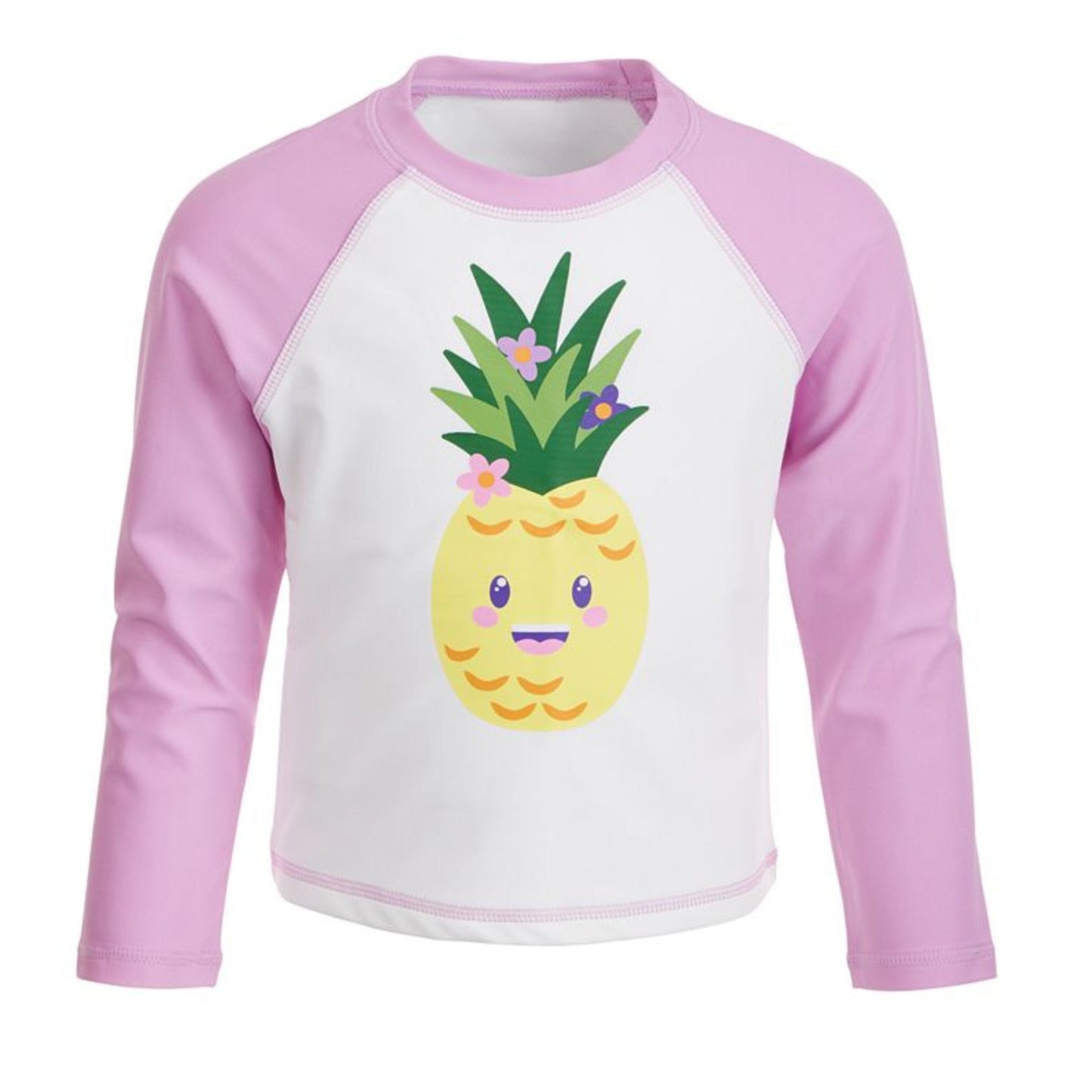 MIKEN MERMAID Girls Swimwear 4 Years / Multi-Color MIKEN MERMAID - Kids - Pineapple-Print Long-Sleeve Rash Guard