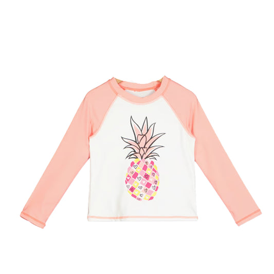 MIKEN MERMAIDS Girls Swimwear XS / Multi-Color MIKEN MERMAIDS - Kids -  Pineapple-Print Long-Sleeve Rash Guard