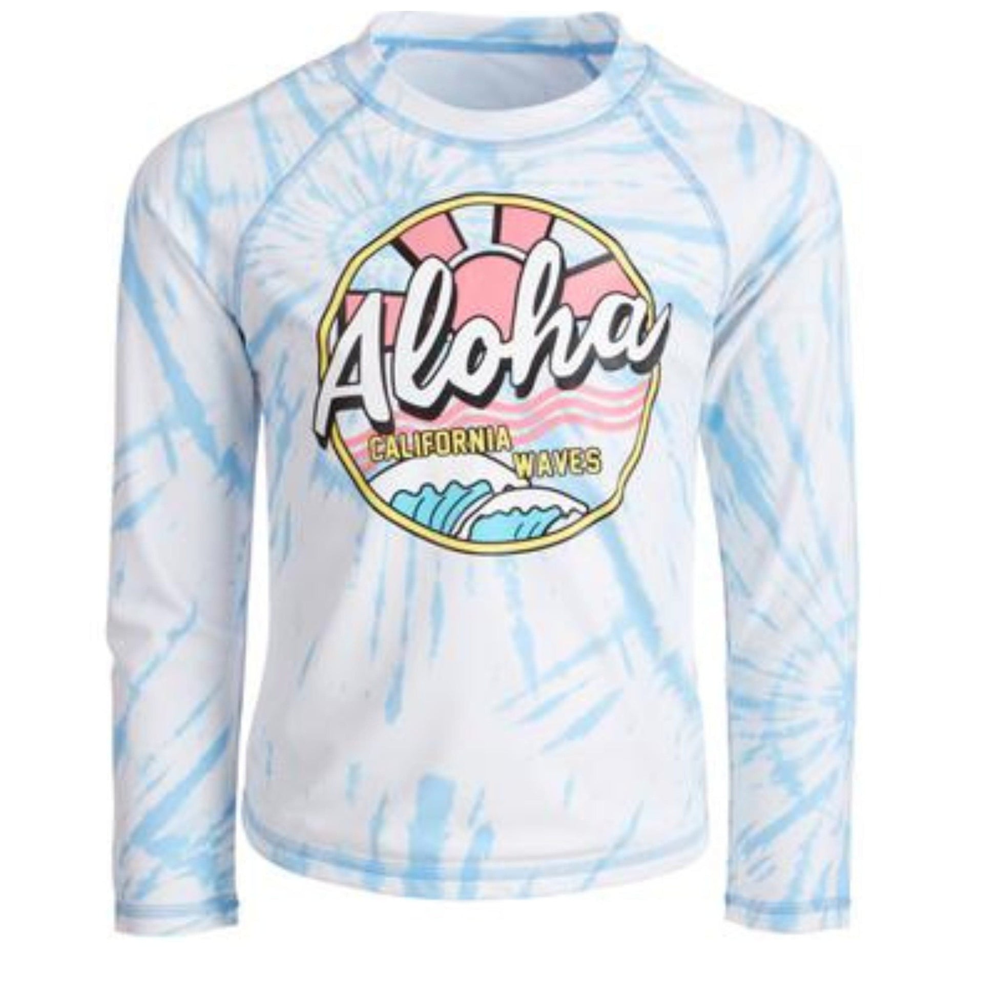 MIKEN MERMAIDS Girls Swimwear XS / Multi-Color MIKEN MERMAIDS - Kids  - Tie-Dye 'Aloha' Long-Sleeve Rashguard