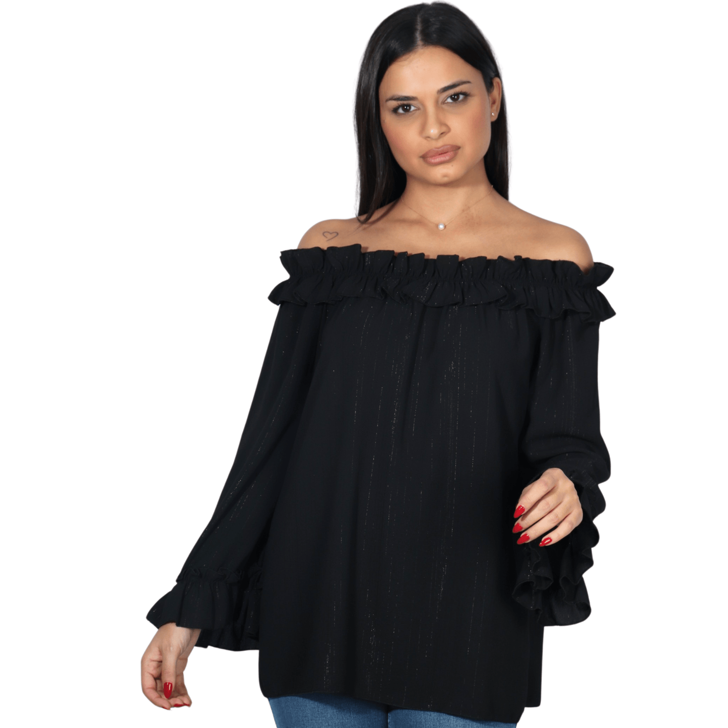 MIMOSA Womens Tops M / Black MIMOSA - Ruffled blouse