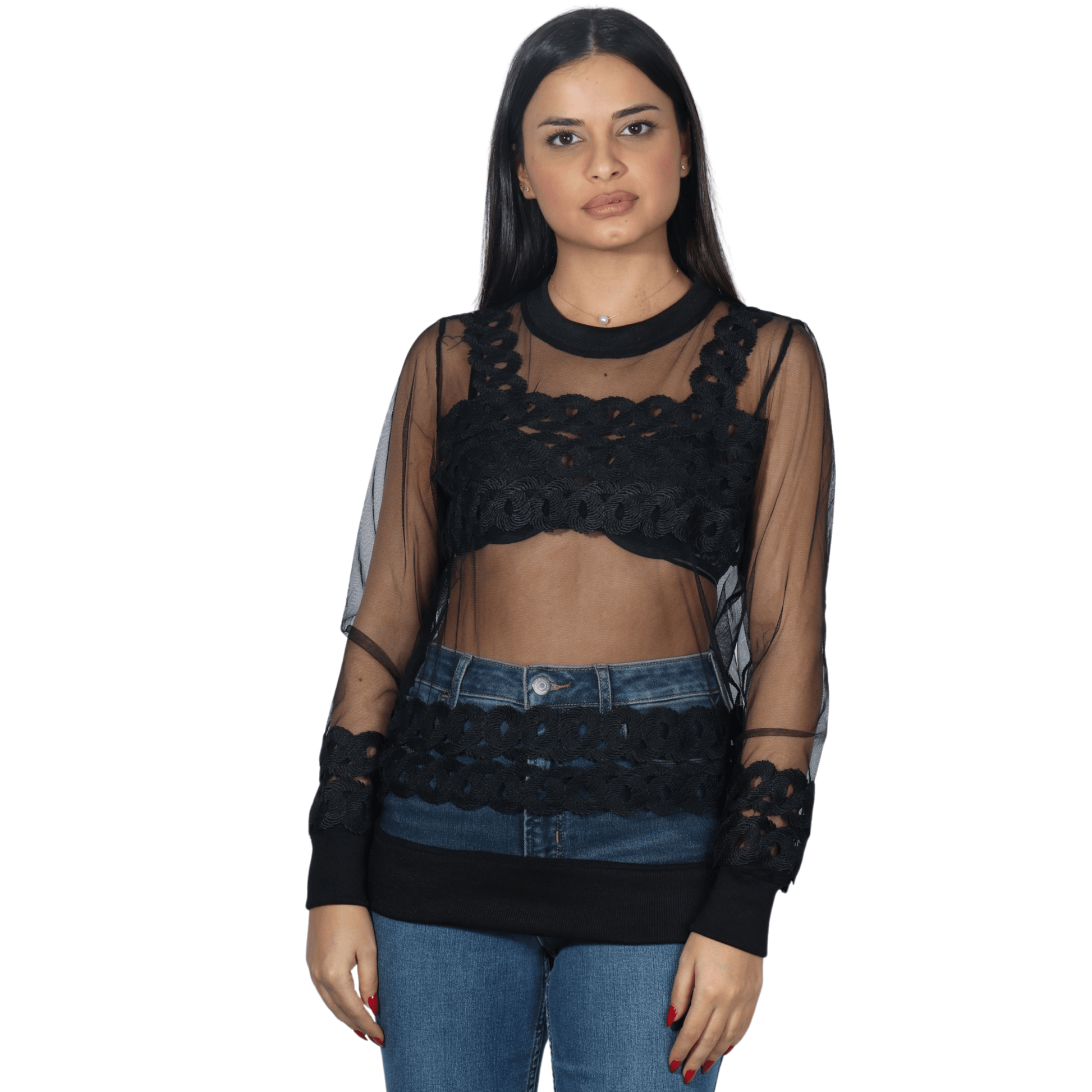 MIRELIE Womens Tops S / Black MIRELIE - Mesh blouse