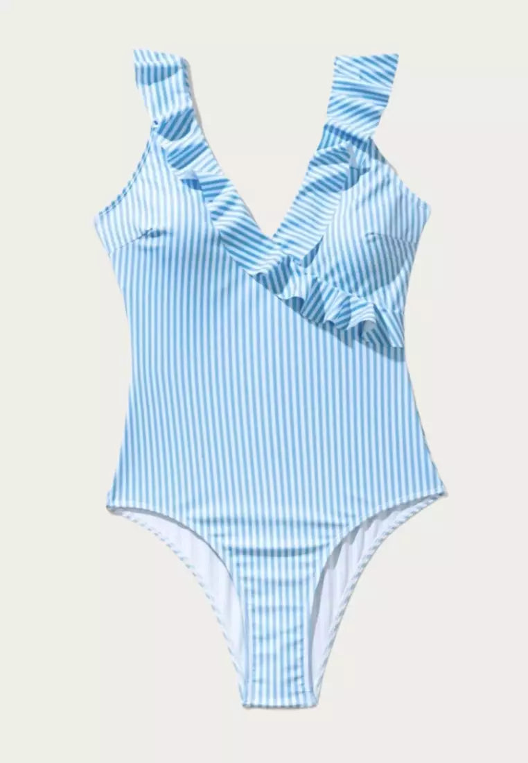 SHEIN - Blue Skies Pin Stripe One-Piece