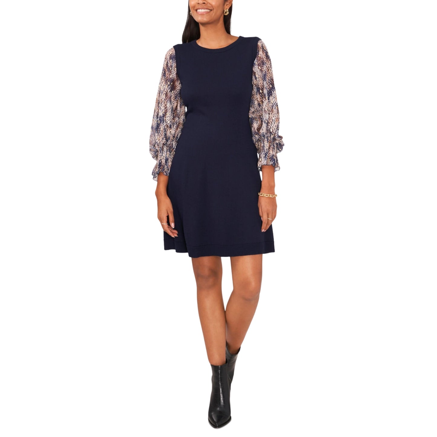 MSK Womens Dress M / Navy MSK - Two-Tone Knee Shift Dress