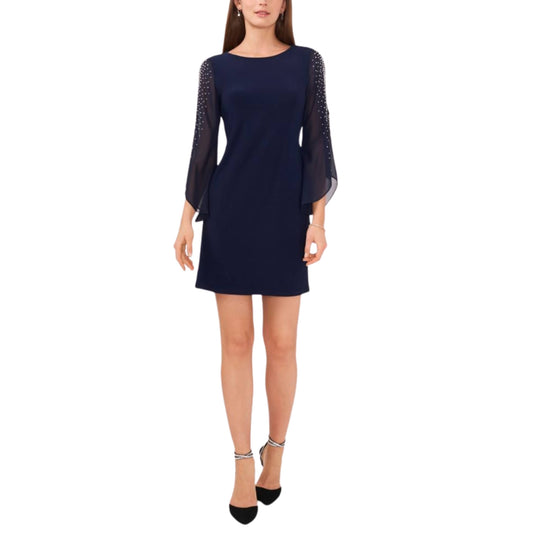 MSK Womens Dress M / Navy MSK - Women's Beaded Shift Split Sleeve