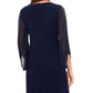 MSK Womens Dress M / Navy MSK - Women's Beaded Shift Split Sleeve