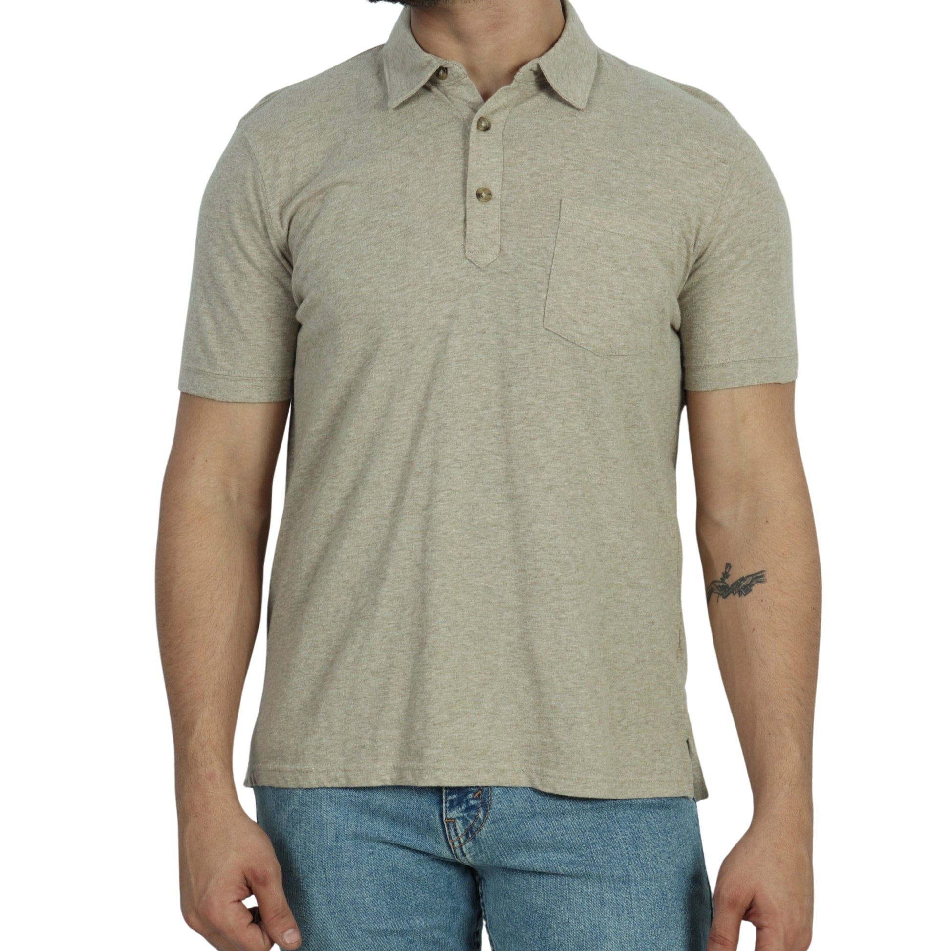 MUTUAL WEAVE Mens Tops M / Beige MUTUAL WEAVE - One Side Pocket Top