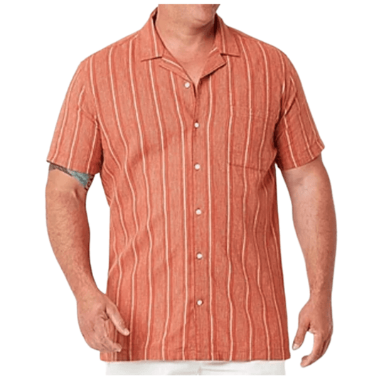 MUTUAL WEAVE Mens Tops S / Multi-Color MUTUAL WEAVE - Regular Fit Short Sleeve Striped Button-Down Shirt