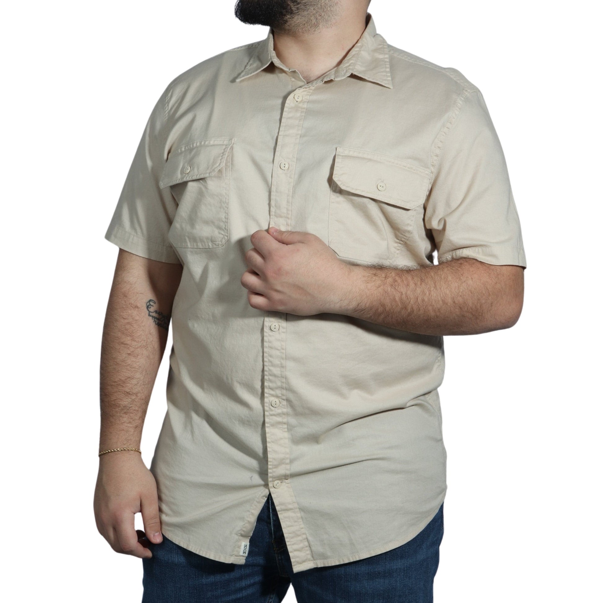 MUTUAL WEAVE Mens Tops XL Tall / Beige MUTUAL WEAVE - Two Pockets Front Shirt