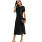 NAGGOO Womens Dress XXL / Black NAGGOO - Short Sleeves Dress