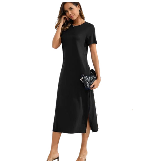 NAGGOO Womens Dress XXL / Black NAGGOO - Short Sleeves Dress
