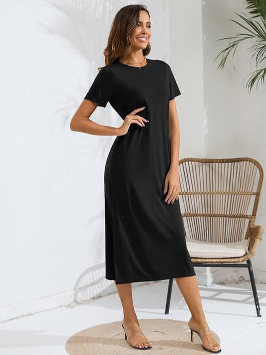 NAGGOO Womens Dress XXL / Black NAGGOO - Short Sleeves Dress