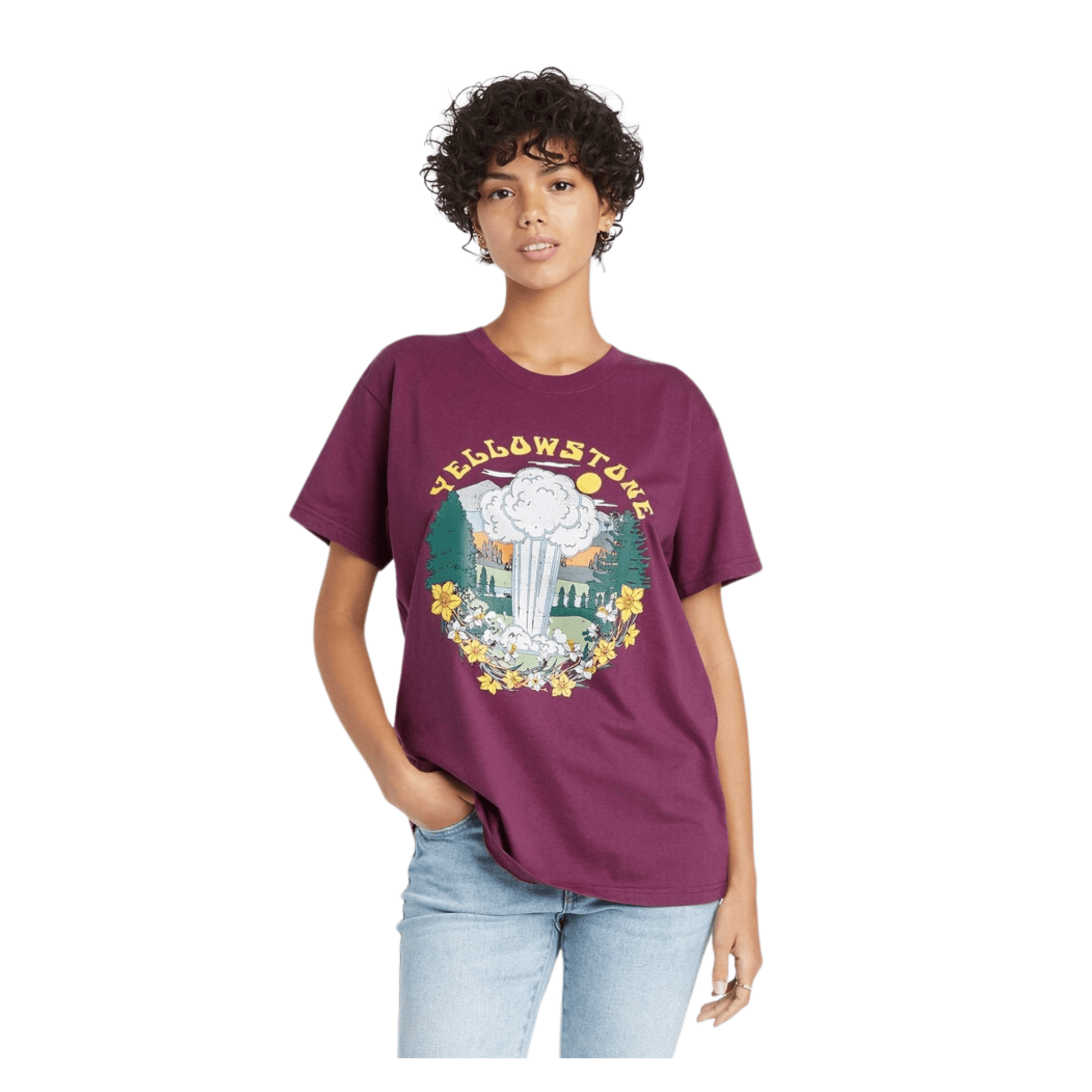 NATIONAL PARK FOUNDATION Womens Tops XS / Purple NATIONAL PARK FOUNDATION - Yellowstone Hot Springs Short Sleeve Graphic T-Shirt