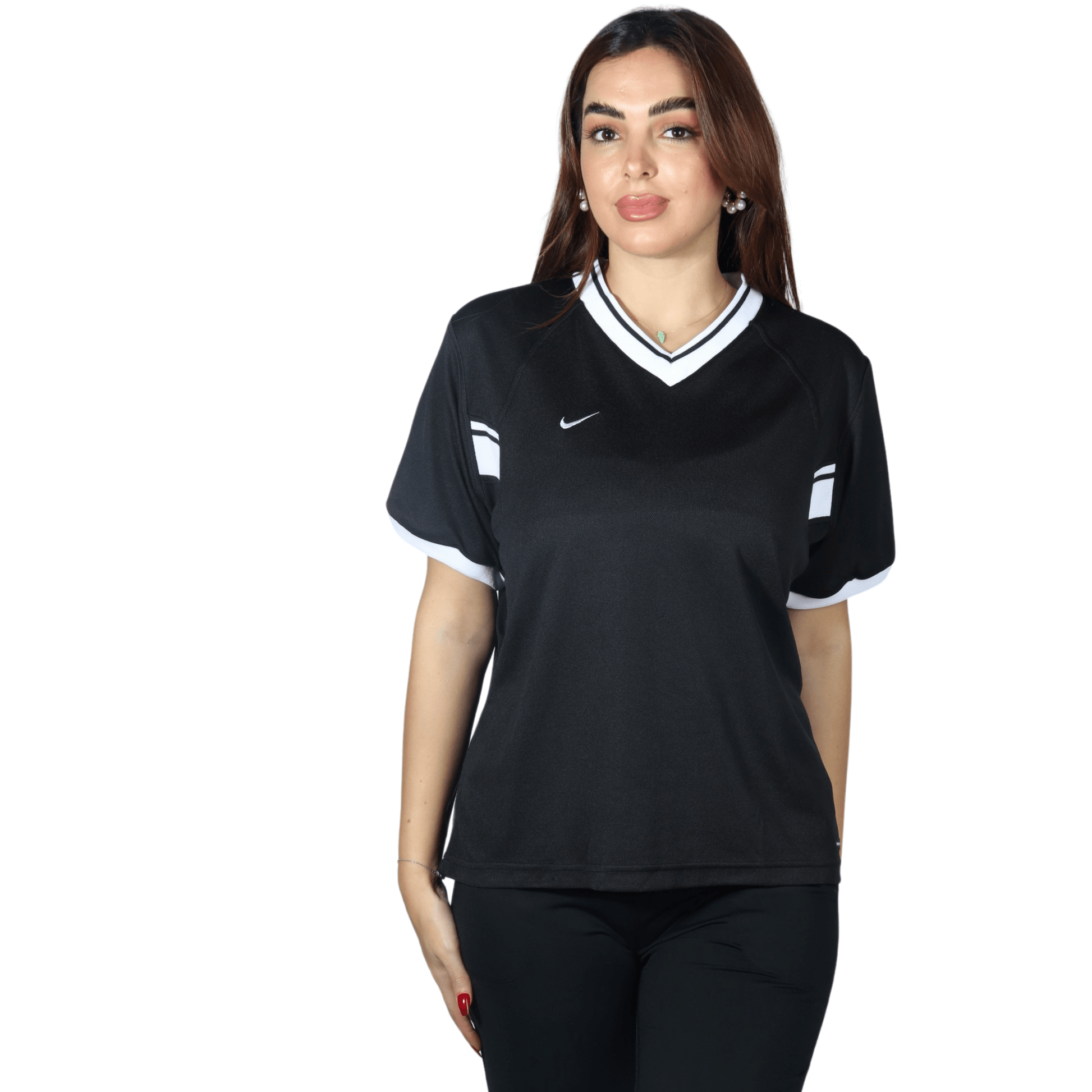 NIKE Womens sports M / Black NIKE - V Neck T-shirt