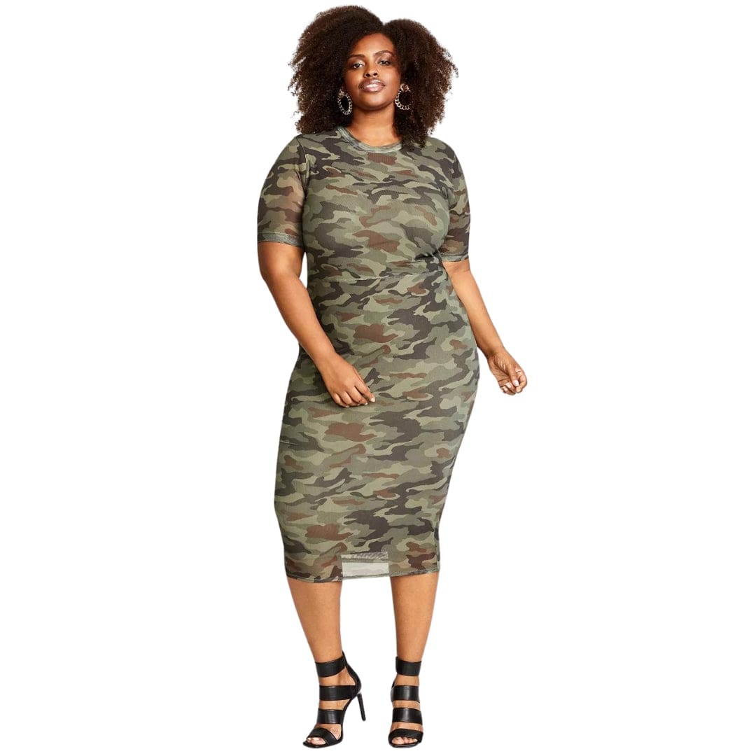 NINA PARKER Womens Dress XXL / Multi-Color NINA PARKER - Plus Size Mesh Midi Dress