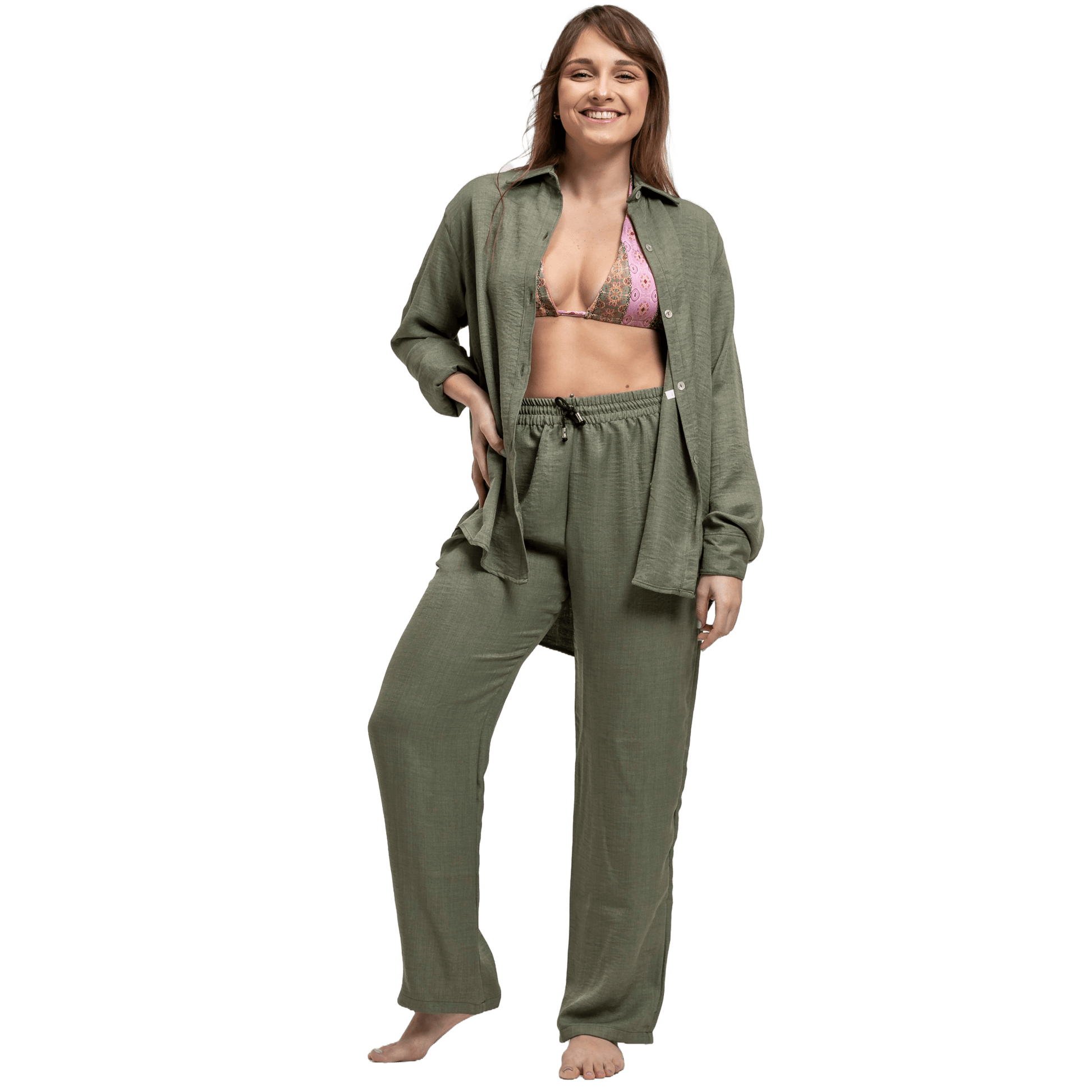 NINETY 60 NINETY Women Sets Olive Green / S / Linen Ninety 60 Ninety - Kali Linen Set