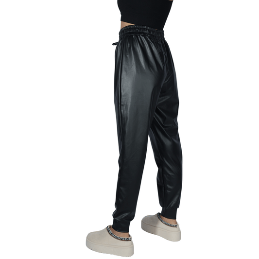 NO COMMENT Womens Bottoms M / Black / 28 NO COMMENT - Faux leather drawstring pants