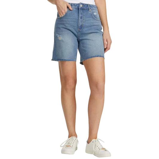 NUMERO Womens Bottoms XS / Blue / 25 NUMERO - Raw-Edge-Hem Shorts