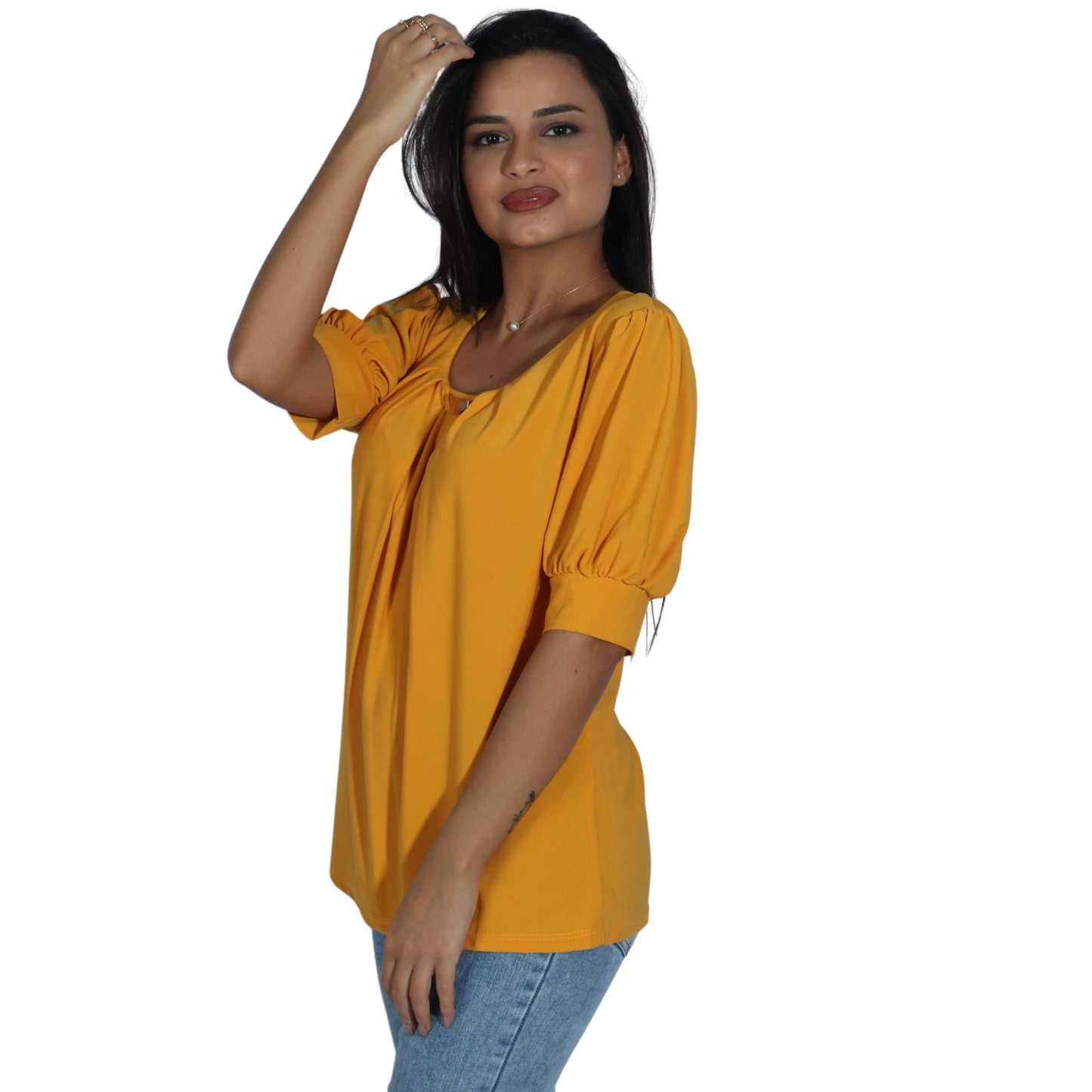 NY COLLECTION Womens Tops S / Yellow NY COLLECTION - 3/4 Sleeve Blouse