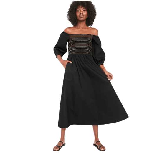 OLD NAVY Womens Dress S / Black OLD NAVY - 3/4 Sleeve Midy Dress