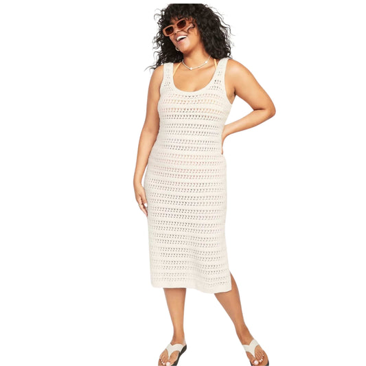 OLD NAVY Womens Dress M / Off-White OLD NAVY - Crochet Swim Cover Up Midi Dress