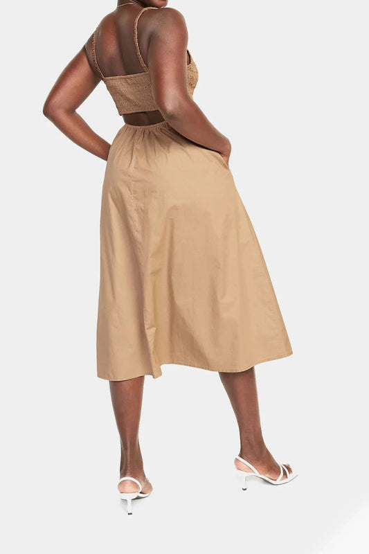 OLD NAVY Womens Dress XXXXL / Beige OLD NAVY -Sleeveless Cotton Poplin Midi Dress