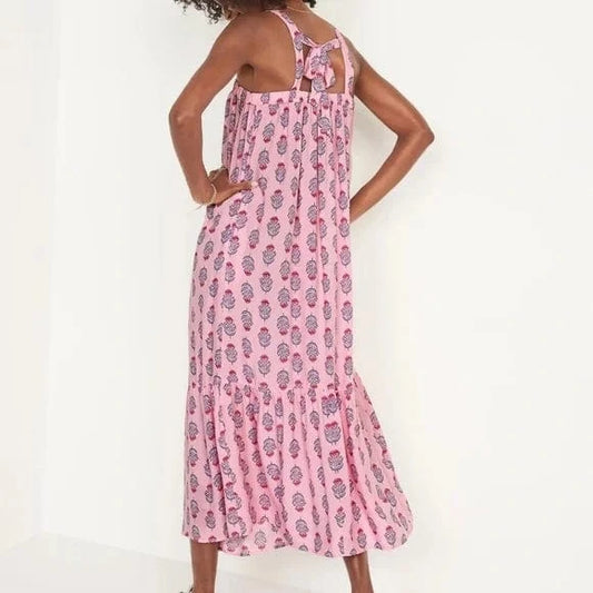 OLD NAVY Womens Dress XL / Pink OLD NAVY - Sleeveless Tie-Back Cutout Maxi Swing Dress