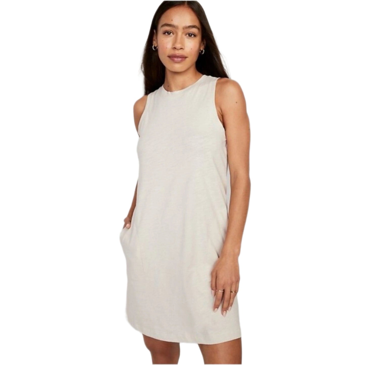 OLD NAVY Womens Dress Petite M / Beige OLD NAVY - Vintage A-line cotton dress