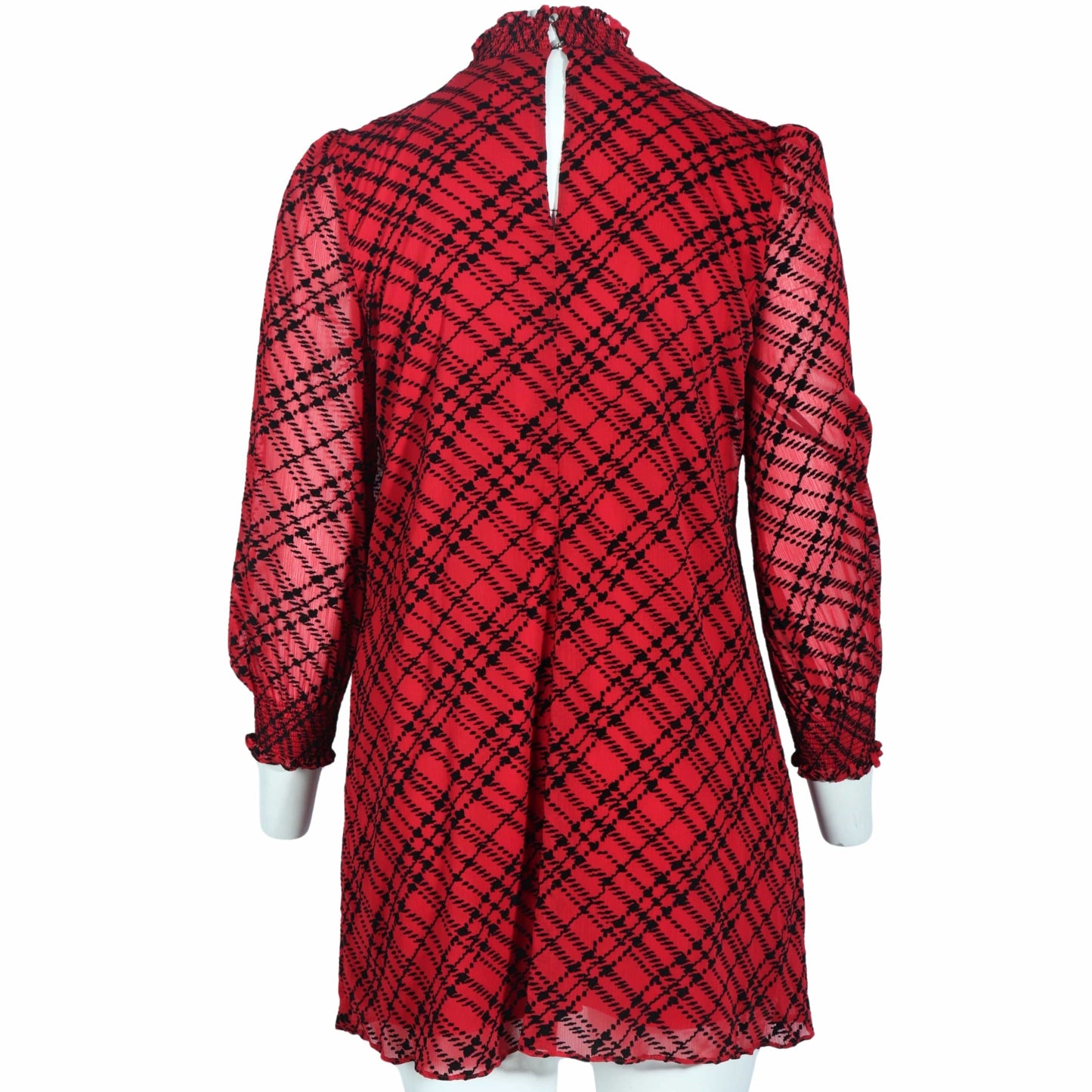 ORIGINAL Womens Dress XL / Red ORIGINAL - Flocked Plaid Mini Dress