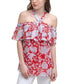 ORIGINAL Womens Tops XS / Multi-Color ORIGINAL - ie Sheer Ruffled Lined Floral Short Sleeve Off shoulder