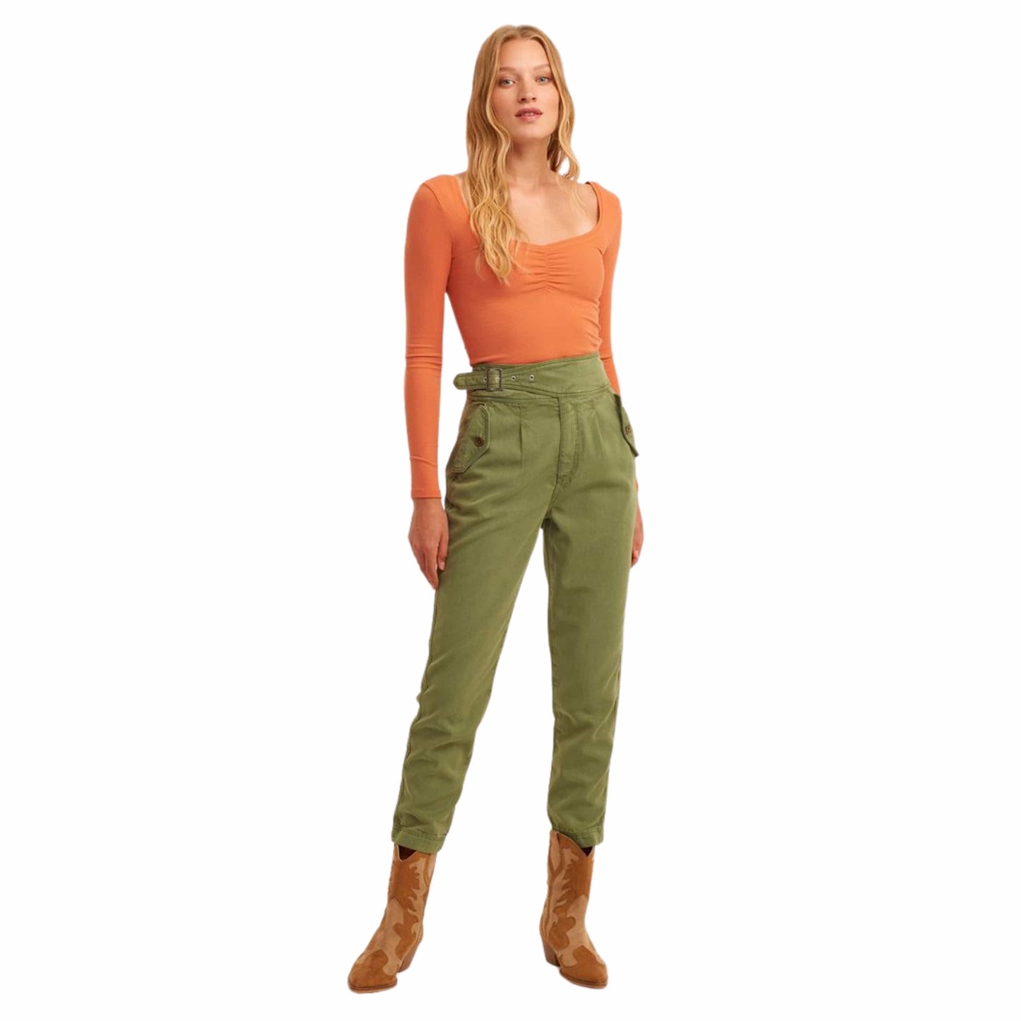 OXXO Womens Bottoms OXXO - Belt Detailed Carrot-Fit pant