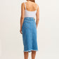 OXXO Womens Bottoms OXXO - Cotton and Buttoned Denim Midi Skirt