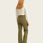 OXXO Womens Bottoms S / Green / 28 OXXO - High-Rise Flat-Front Trousers with Insert Pockets