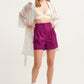 OXXO Womens Bottoms S / Purple OXXO - High Rise Pleated Mini Shorts