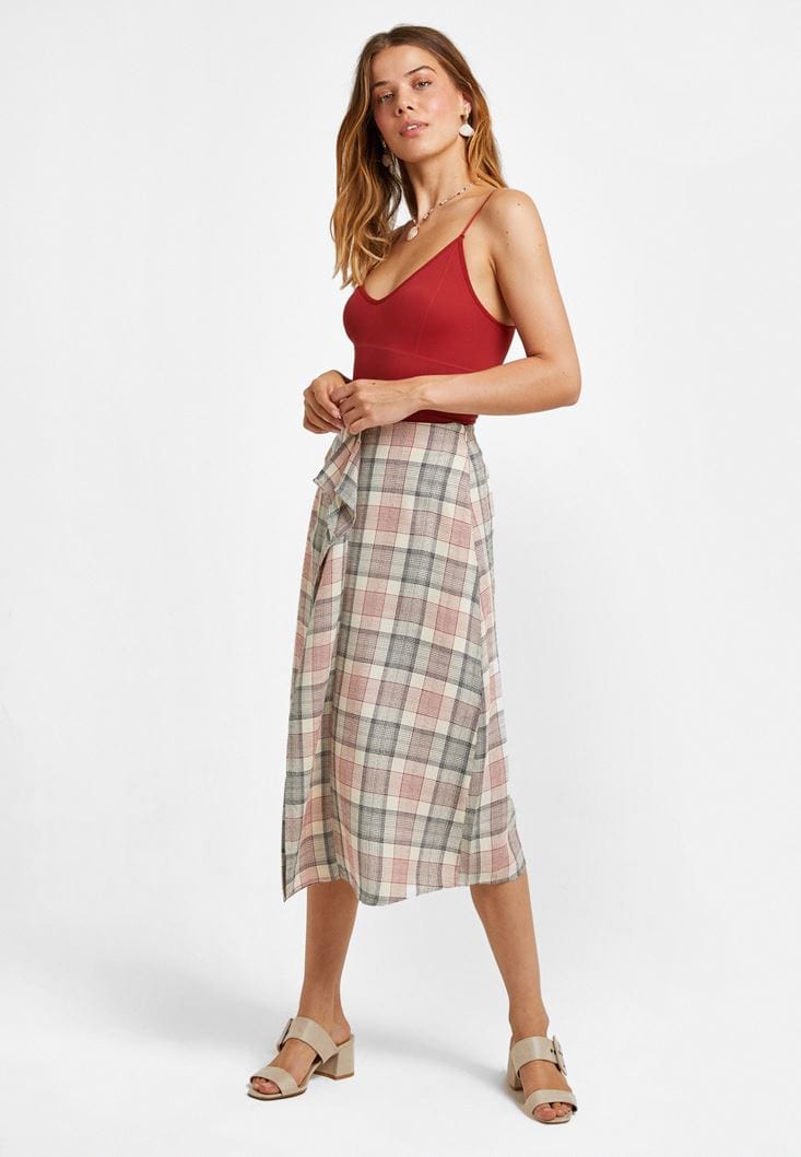 OXXO Womens Bottoms OXXO -  Mixed Ruffled Midi Skirt