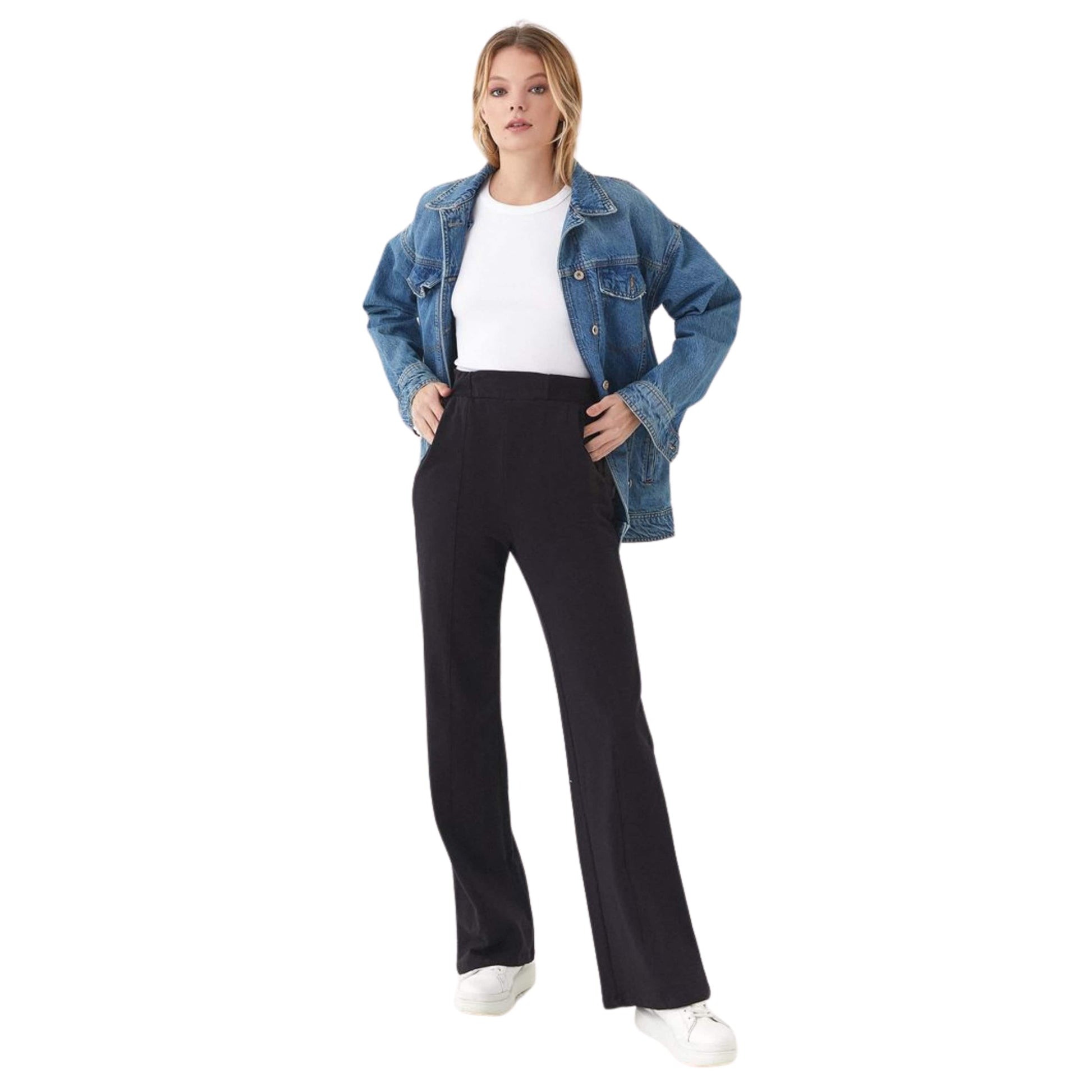 OXXO Womens Bottoms XL / Black / 46 OXXO - Rise Detailed Wide Leg Pant