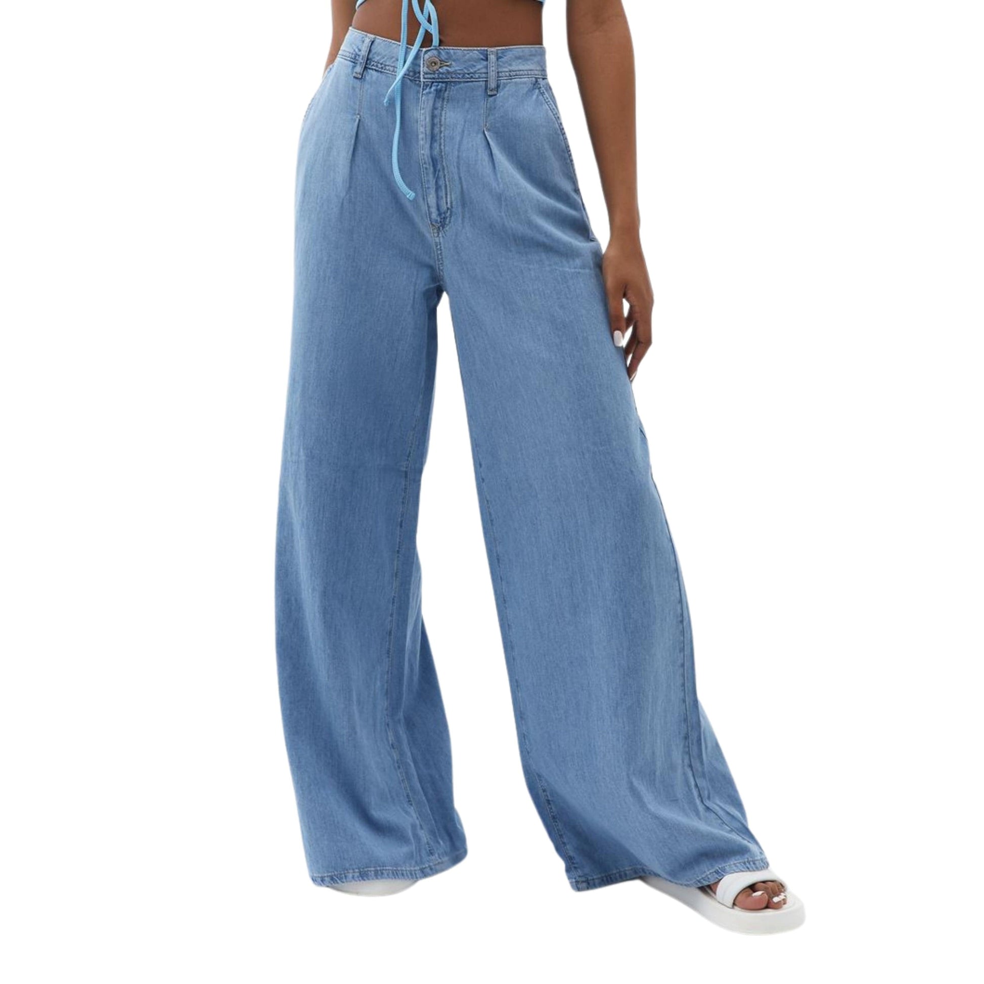 OXXO Womens Bottoms L / Blue / 30 OXXO - Ultra High Rise Wide Leg Denim Pants